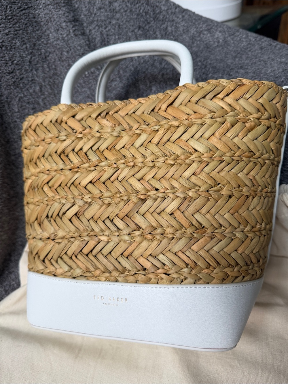 Ted Baker Ivelie Medium Raffia Weave Tote White